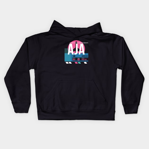 Ajaccio (AJA) Airport // Sunset Baggage Tag Kids Hoodie by Now Boarding